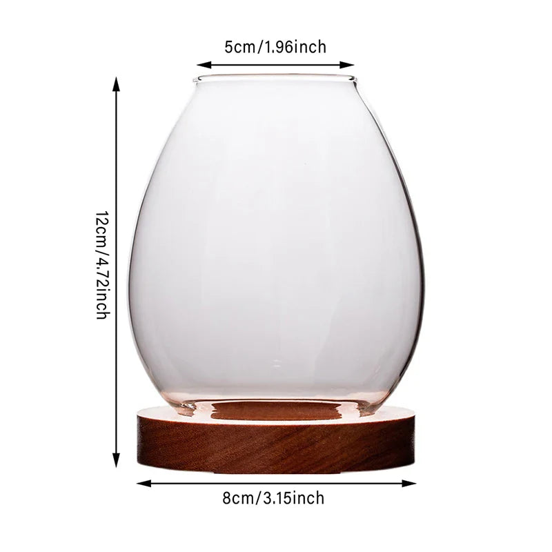 AuraGlow - Glazen en Houten Windbestendige Kandelaar