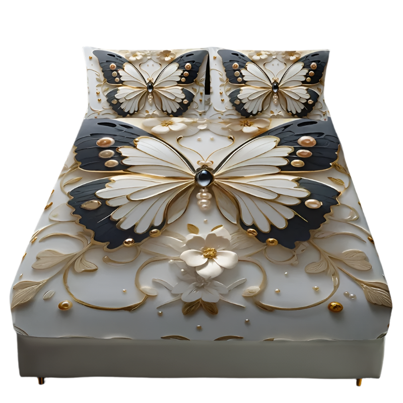 Auralyn – 3D Vlinder Hoeslaken Set voor Slaapkamer