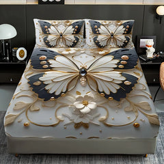 Auralyn – 3D Vlinder Hoeslaken Set voor Slaapkamer