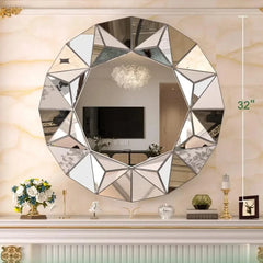 Lumière Spiegel - Moderne Ronde Wandspiegel met Driehoekige Zilveren Rand