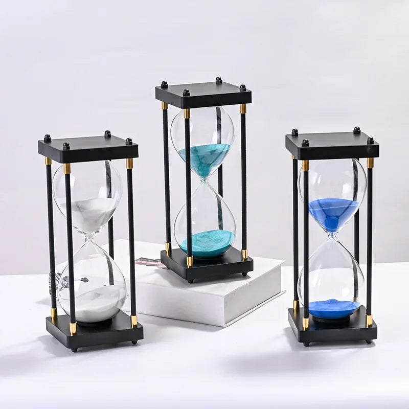 Timeloft - Vintage Houten Zandloper Timer met Metalen Accenten