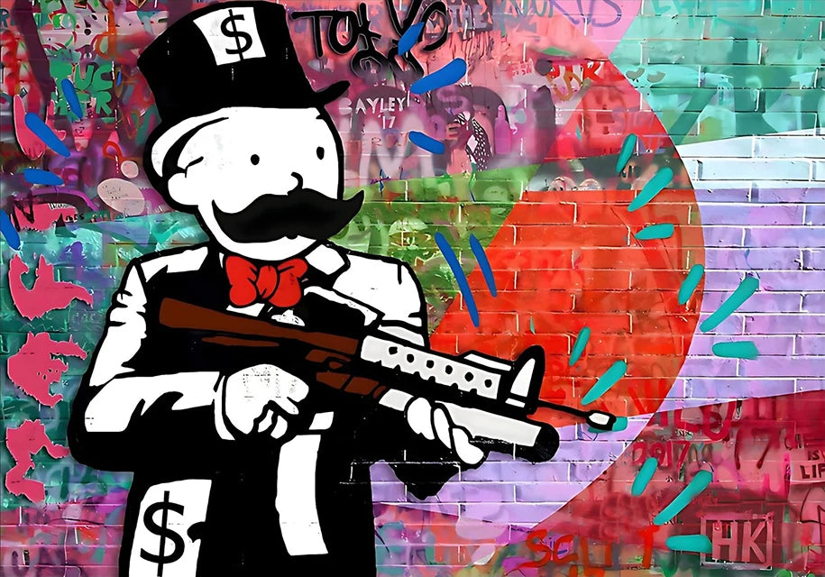 VibeCraft - Alec Monopoly Gun Abstract Canvas Art