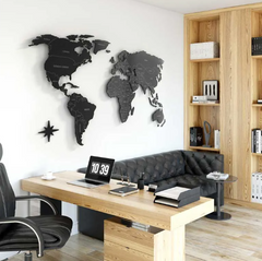 TerraCraft – 3D Houten Wereldkaart Wanddecoratie