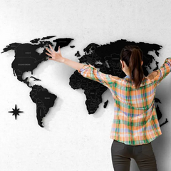 TerraCraft – 3D Houten Wereldkaart Wanddecoratie