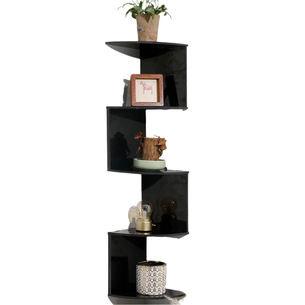 Burlywood - Houten Hoekplank voor Woonkamer en Boho Woondecoratie