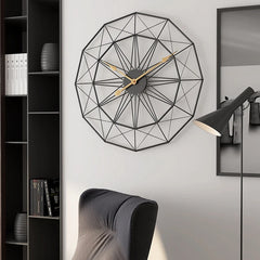 TimeHaven - Grote Stille Nordic Wandklok, 50cm Metalen Kunstdecoratie