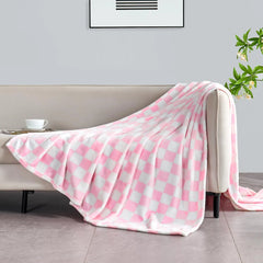 CozyNest - Roze Geruite Fleece Deken