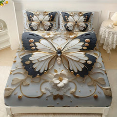 Auralyn – 3D Vlinder Hoeslaken Set voor Slaapkamer