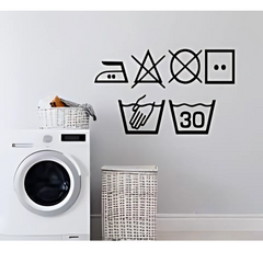Hausmark - 12 Duitse Wasinstructies Muurstickers voor Wasruimte Decoratie