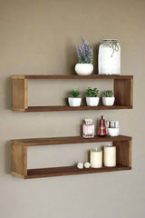 EcoBox - Houten 2-Delige Decoratieve Wandplank Set