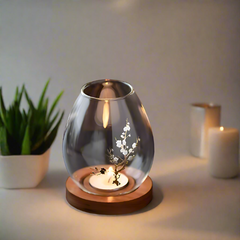 AuraLight - Glazen en Houten Kandelaar