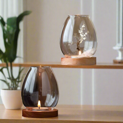 AuraLight - Glazen en Houten Kandelaar