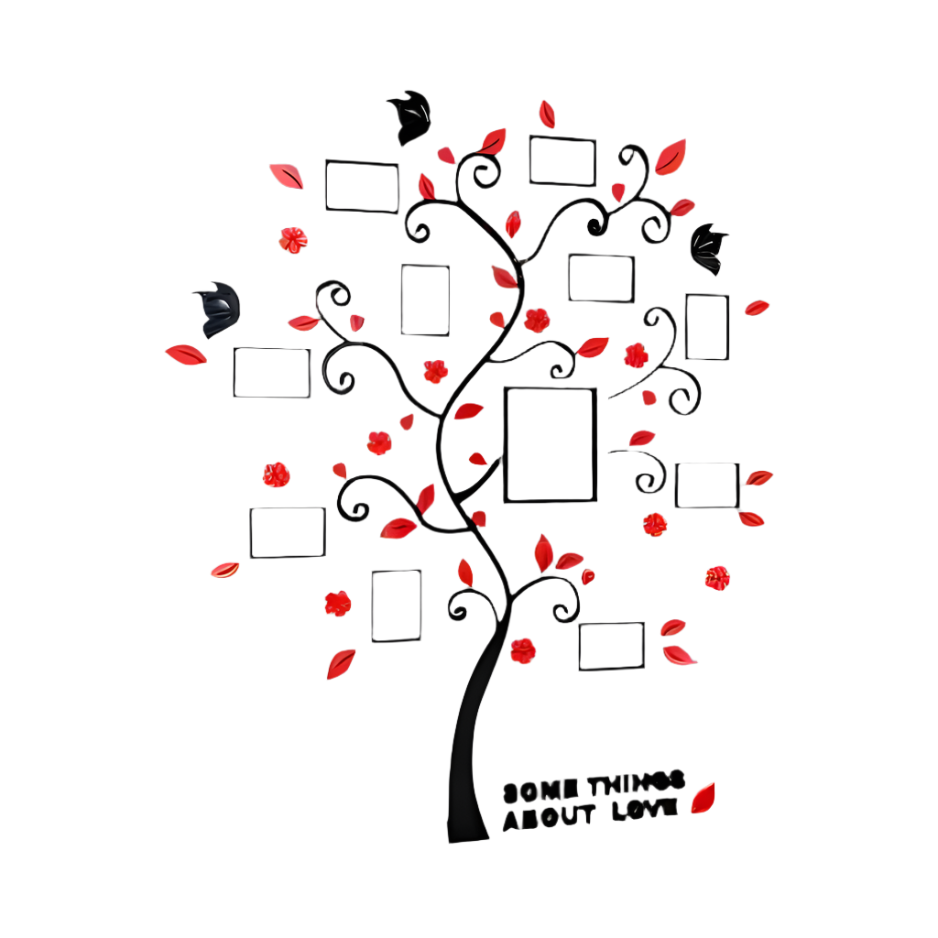 Karmozijn Tak - Moderne Muurdecoratie met Rode Bladeren