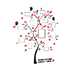 Karmozijn Tak - Moderne Muurdecoratie met Rode Bladeren