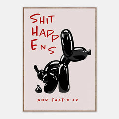 Noir Pup - Poster van de Zwarte Ballonhond met Citaat