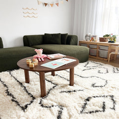 Crème & Zwarte Tribale Shaggy Vloerkleed