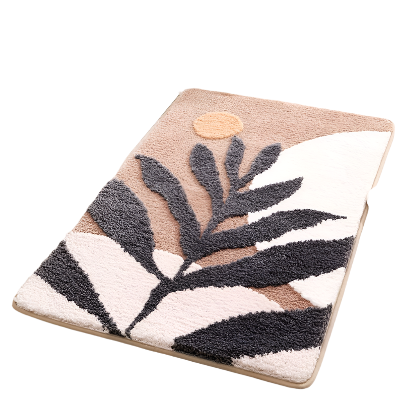 Florahaze – Zachte Badmat met Botanische Print voor een Stijlvolle Badkamer