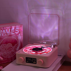 Wavescape - Retro Bluetooth Platenspeler met 360° Geluid en Sfeerverlichting