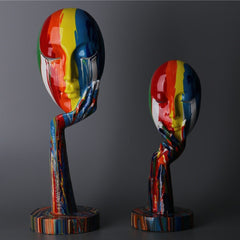 Artistry Fusion - Abstract Geschilderde Gezichts Sculpturen