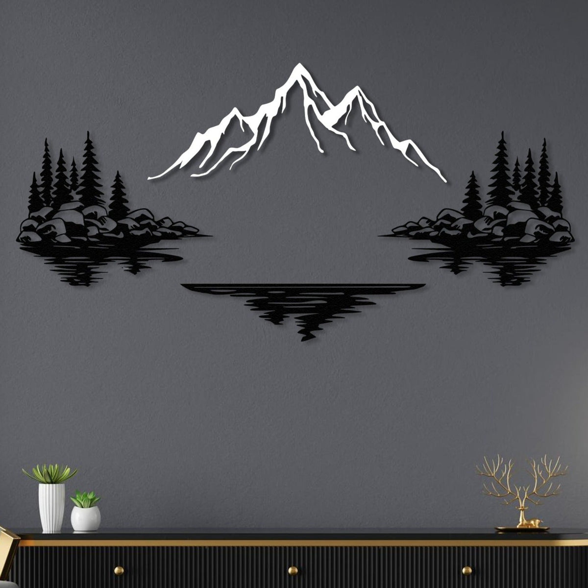 Natuurlijke - 4 Stuks Metalen Muurkunst