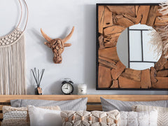 TeakBull - Handgemaakte Teak Houten Stierenkop Sculptuur