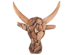 TeakBull - Handgemaakte Teak Houten Stierenkop Sculptuur