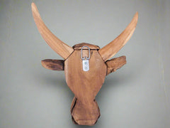 TeakBull - Handgemaakte Teak Houten Stierenkop Sculptuur