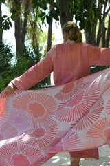 Lunessa – Extra Lange Katoenen Damesbadjas met Lintsluiting