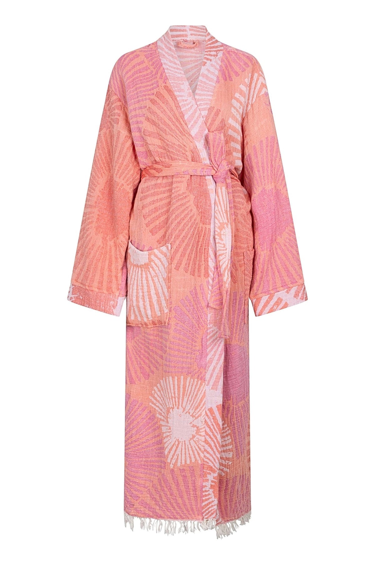 Lunessa – Extra Lange Katoenen Damesbadjas met Lintsluiting